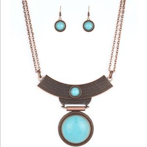 Copper and Turquoise Necklace/Bracelet/Earrings Set!
